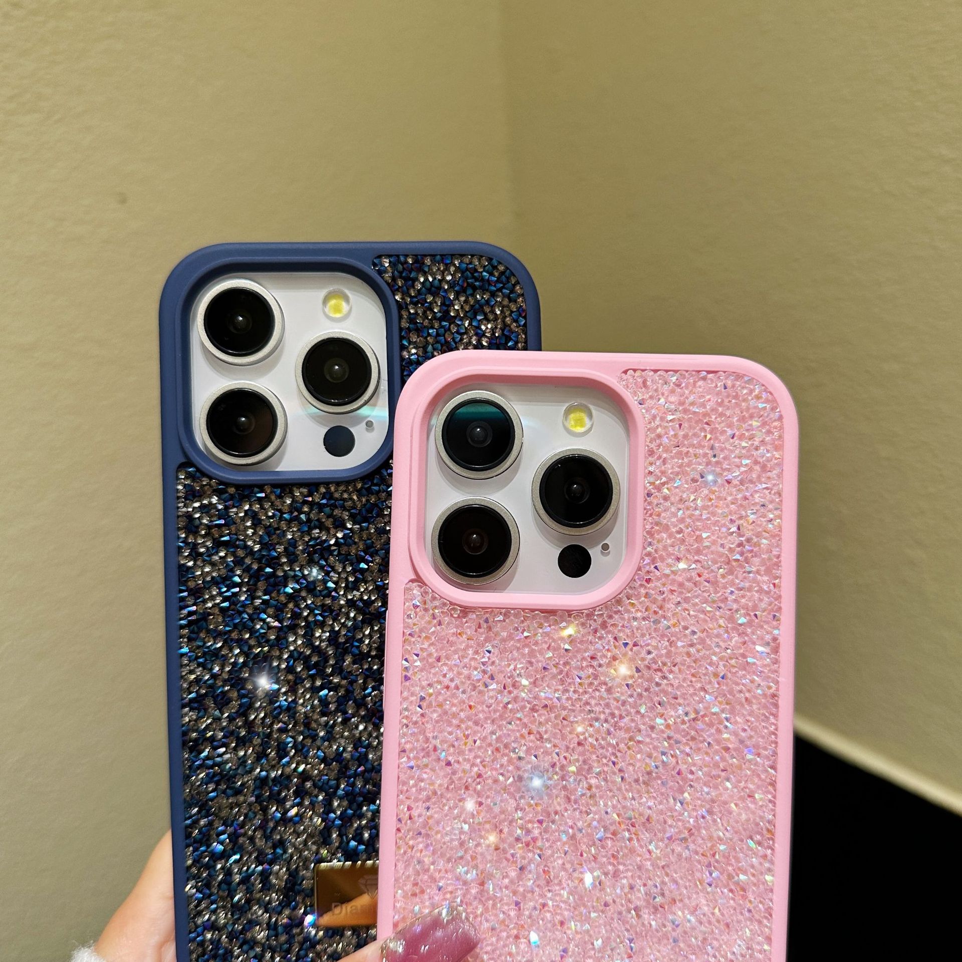 Luxury Fashion INS Dazzling Full Covered Zircon Macaroon Color Bling Glitter Diamond Case For iPhone 17 Air 16e 16 15 14 13 12 11 Pro Max Samsung S22 