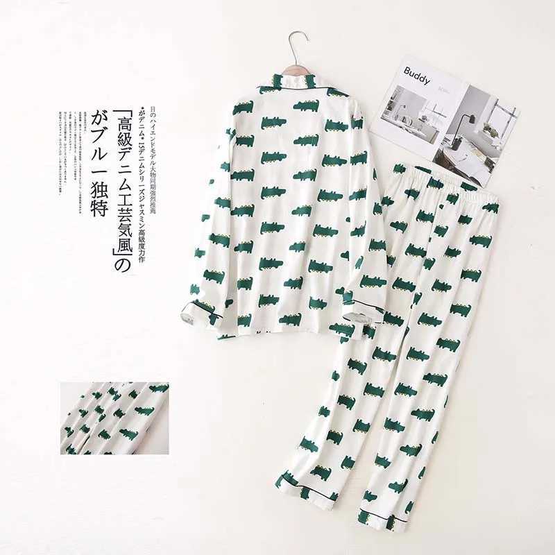 Best Selling Mens Pajamas Set Spring And Autumn Fresh Style Long Sleeve+Pants Full Cotton Comfort Homewear Loose Casual Wear Y240906
