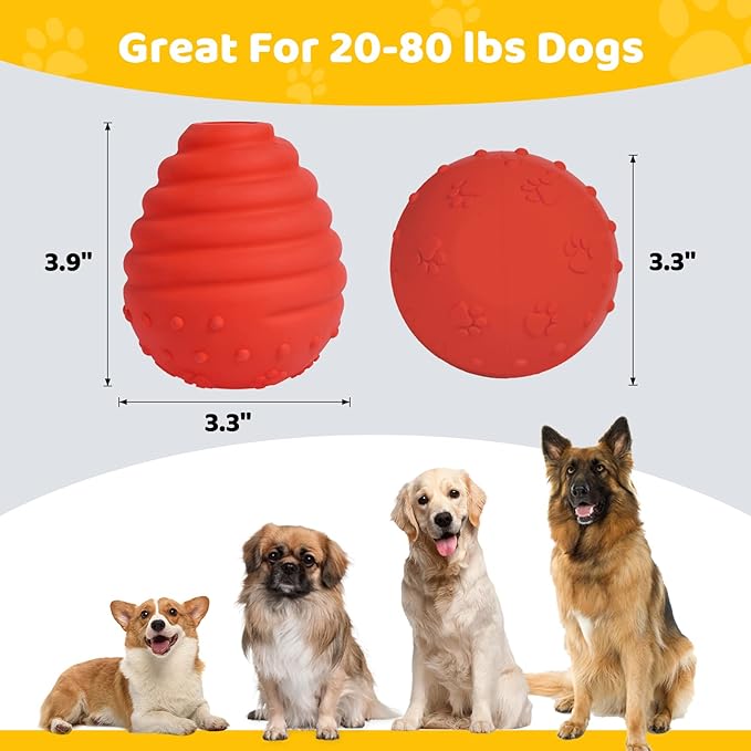 Treat Dispensing Puzzle Dog Toys for Aggressive Honeycomb Shape Interactive Natural Rubber Durable Puppy Slow Feeder Toys for IQ Training Mental Enric