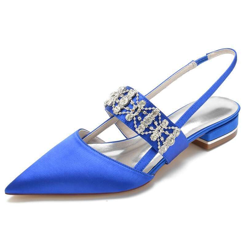 2024 Pointed Sier Insole Flat Sole 36-43 New Rhie Satin Women Ribbon Sweet Sandals 3Cm Thick Heel Pumps