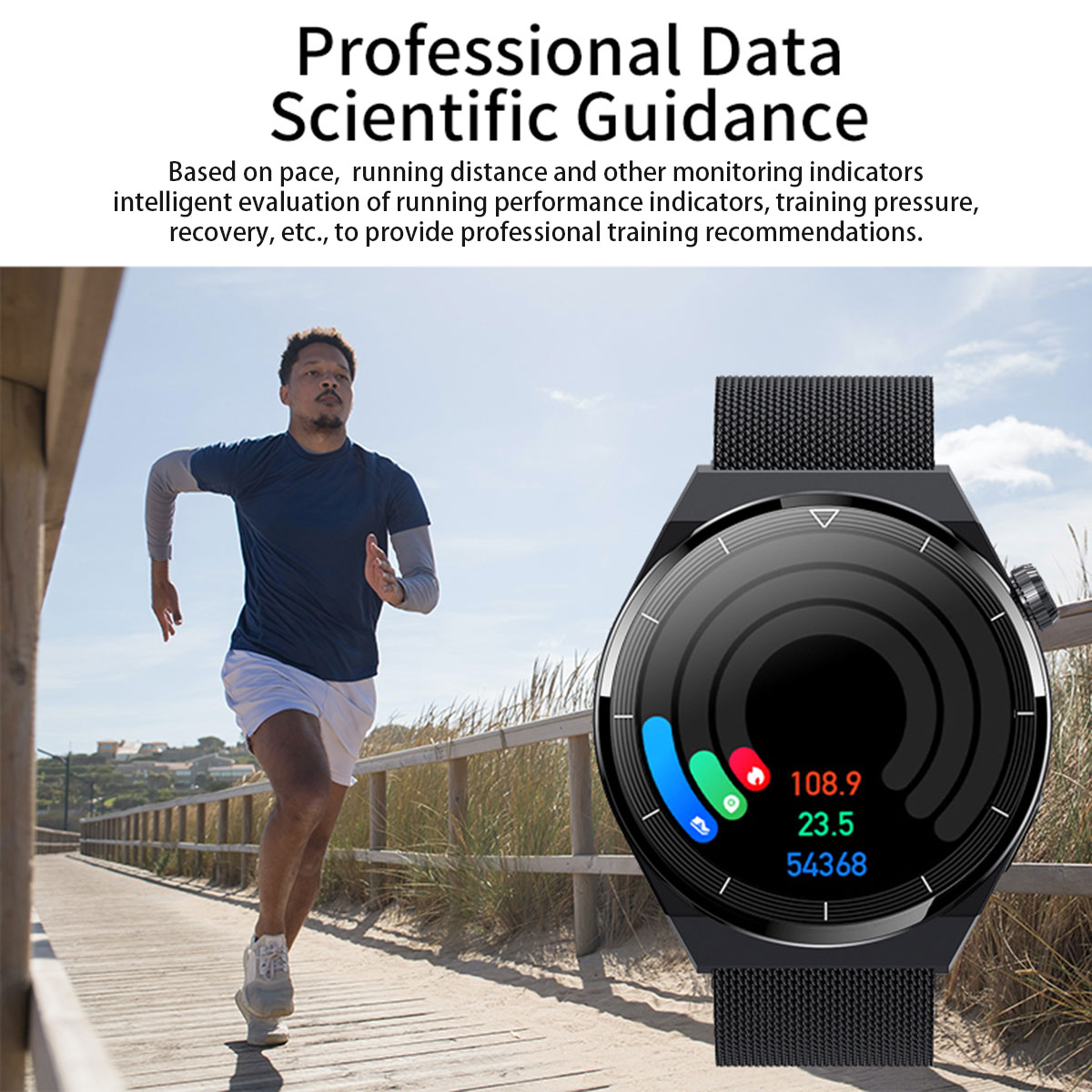 LIGE 1.36-inch high-definition display smart watch, multifunctional waterproof, step heart rate monitoring, Bluetooth call, intelligent reminder watch
