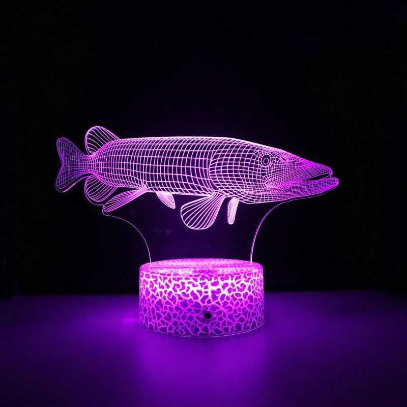 Nighdn Acrylic Fish 3D Lighting Table Light LED 7-Color Change Night Light Gift Childrens Sleep Light Bedroom Decoration W240816