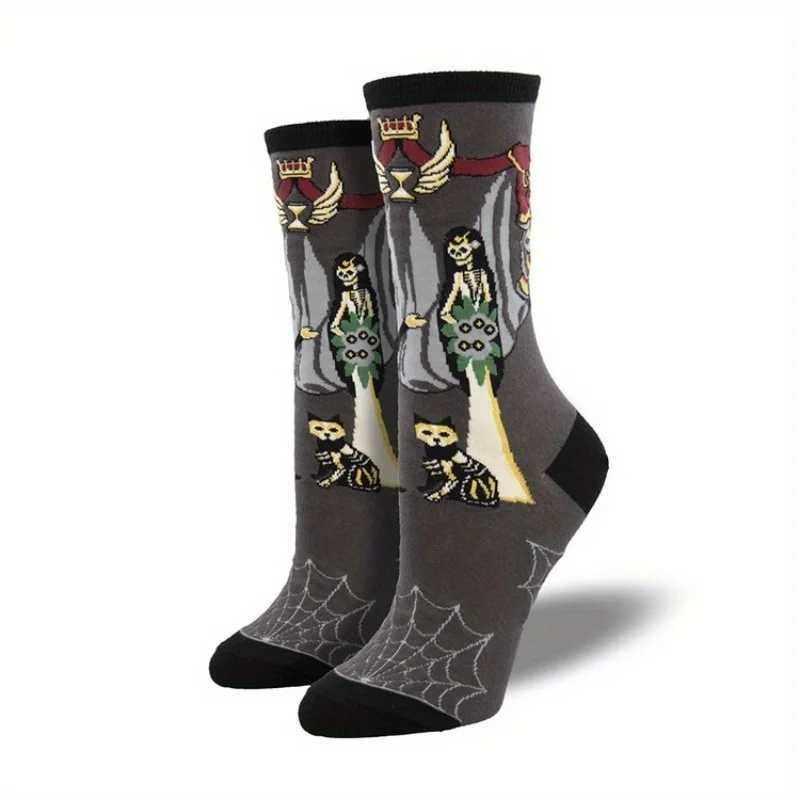 1 pair new Halloween creative funny pumpkin Jacquard socks for men and women lovers socks. Y240906