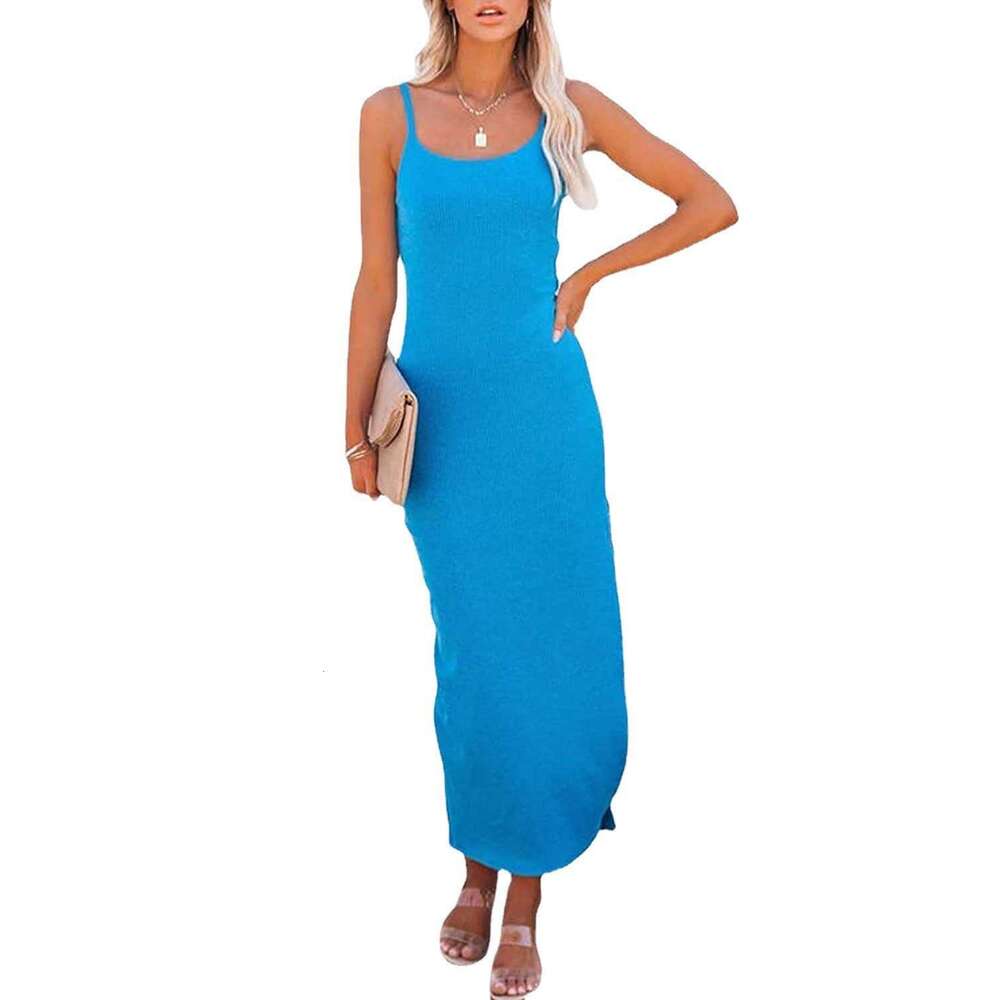 Spring and summer new suspender slit long skirt sexy INS women's dress