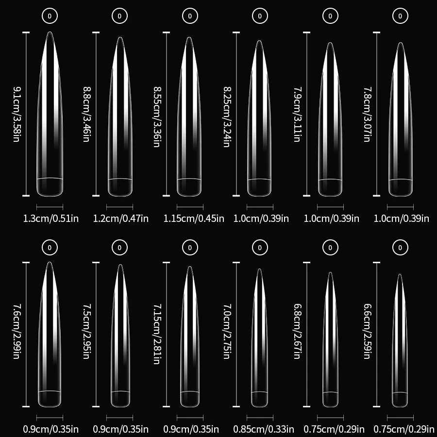 24 pieces of ultra long high-heeled acrylic fake nails with a 9cm transparent pressing tip professional DIY nail art finger processing tool for fake n