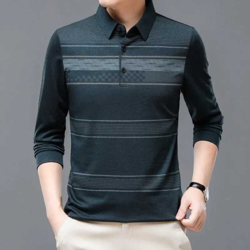 9 Styles 2024 Autumn Polo Printed Mens Stripe Loose Thin Trendy Long Sleeve T-shirt Polo ShirtXJ240906