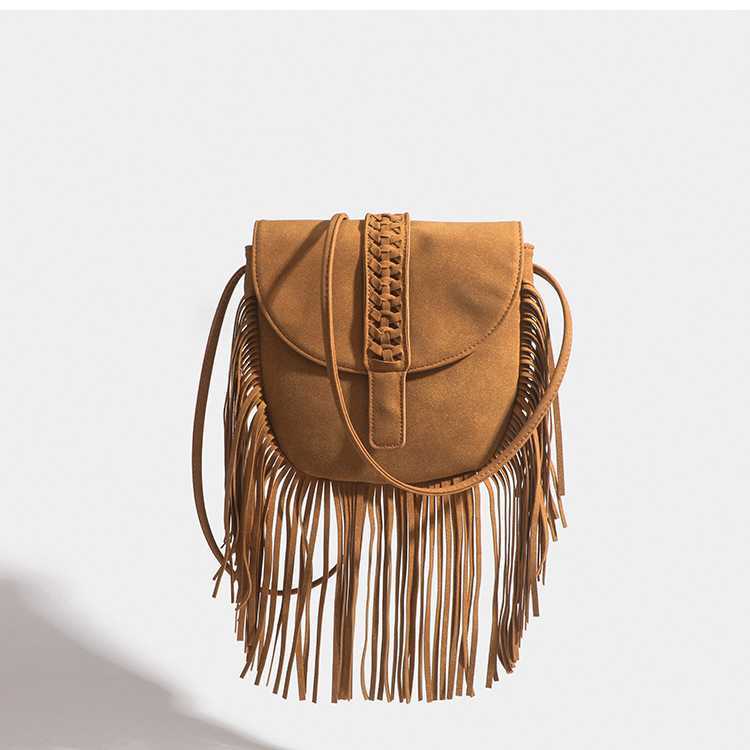 Spring Flip Woven Tassel Bag Soft Leather Trendy Versatile Cross Shoulder Women's Bag 240915