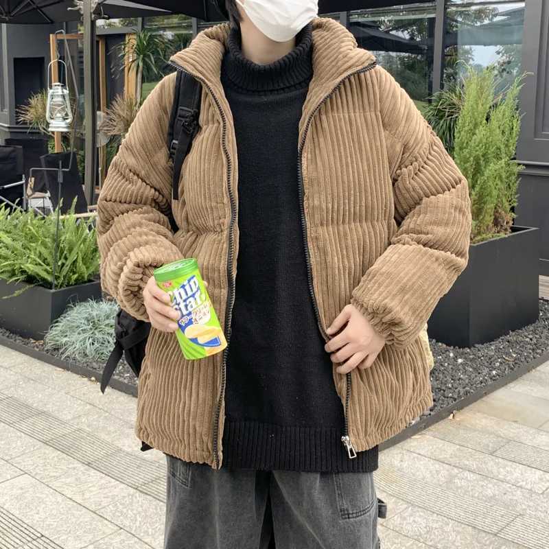 Men And Women Jacket Corduroy Collar Bread Lovers Winter Cotton-padded Joker Loose Couple Thicken Clothes Wool Warm Coat M240906