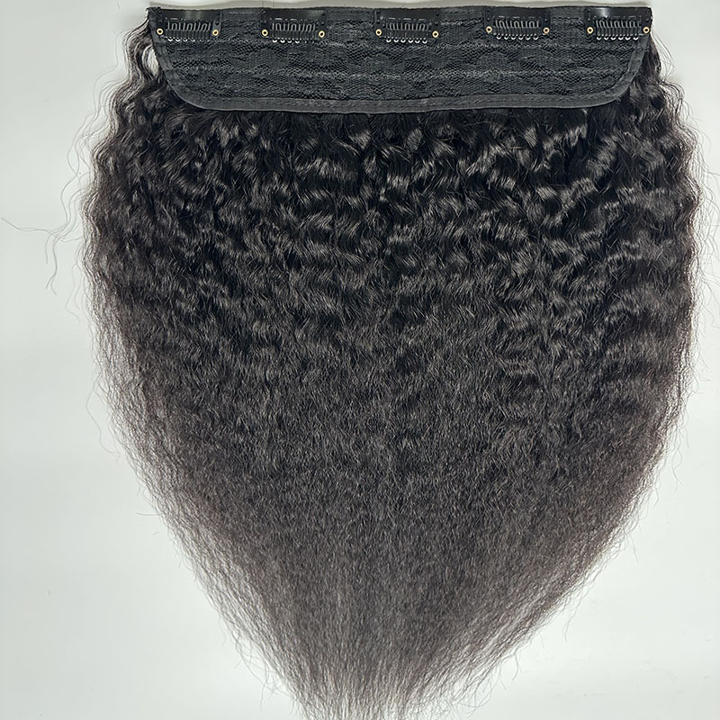 Malaysian Brazilian Virgin Human Hair Clip In Hair Extensions 14-26inch Kinky Straight One-piece Hair Extensions Natural Color
