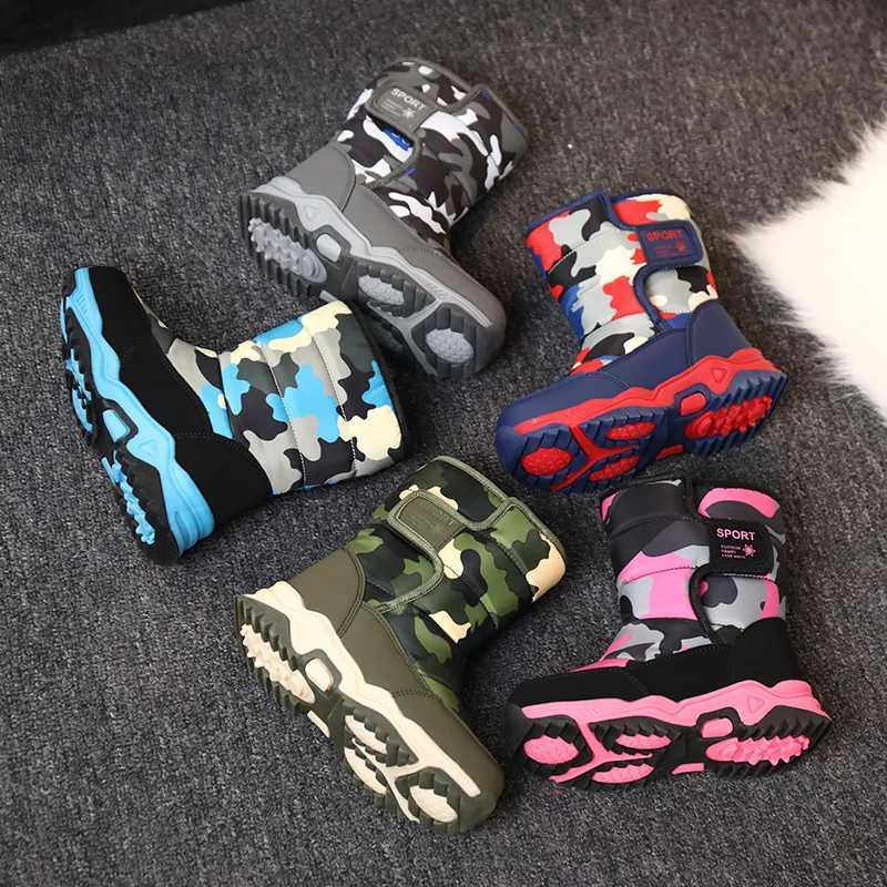 Children Boots Hook Loop Fashion Soft Boys Snow Boots Leather Boys Ankle Boots Outdoor Fashion Sneakers Free Shipping M240906