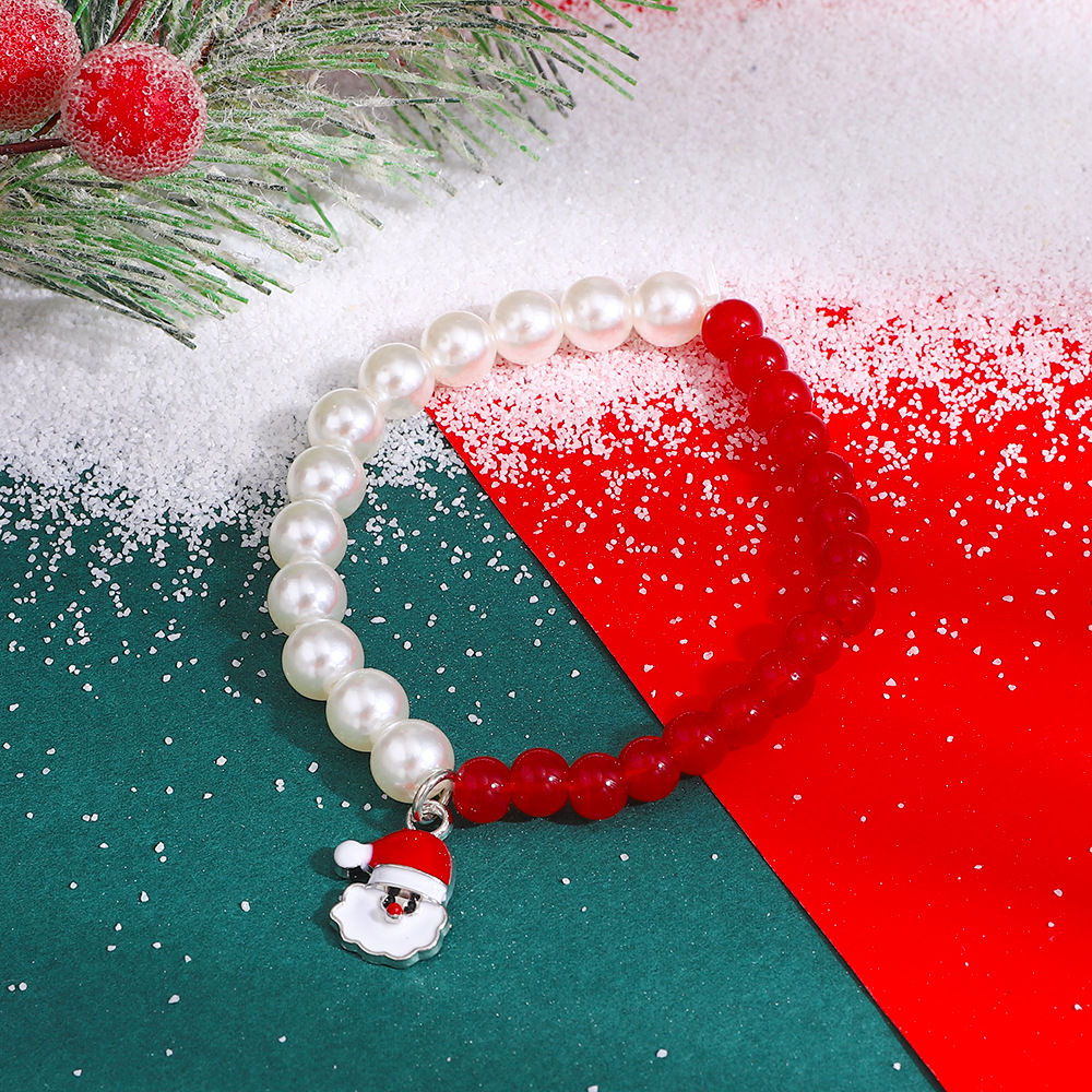 Festive Christmas Beaded Jewelry Collection - Unique Miyuki Seed Bead Bracelets Featuring Jolly Old Saint Nick