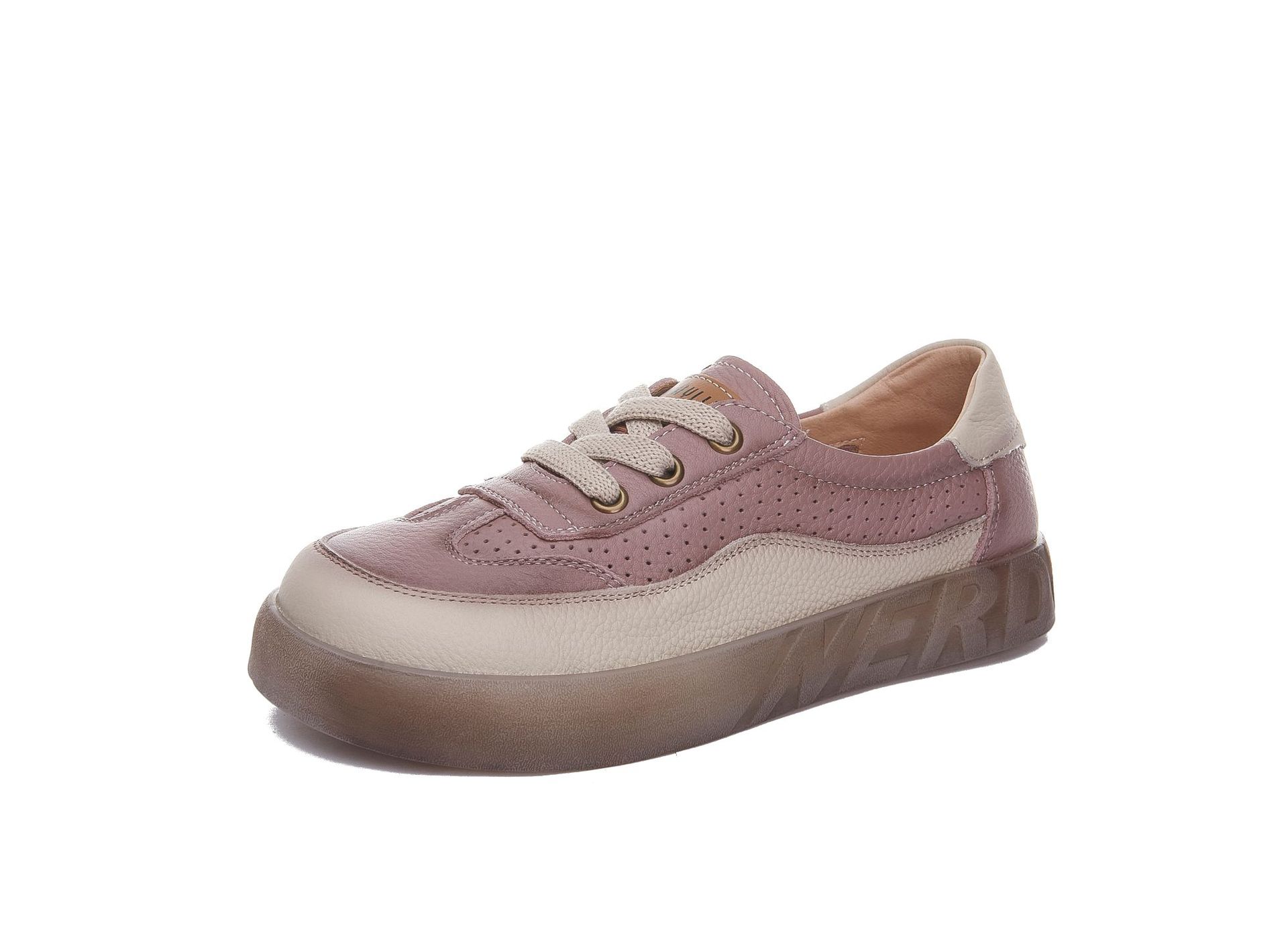 2024 new spring and summer head layer cowhide shallow mouth single shoes female retro leisure thick bottom jelly bottom hollow lazy shoes