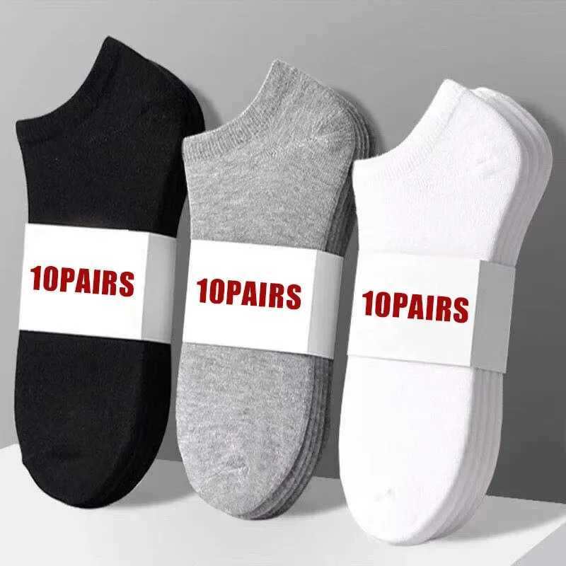 Mens Socks Spring Summer Thin Breathable Soft Polyester Cotton Socks Black Casual Business Ankle Boat Socks Size EU38-45 Y240906