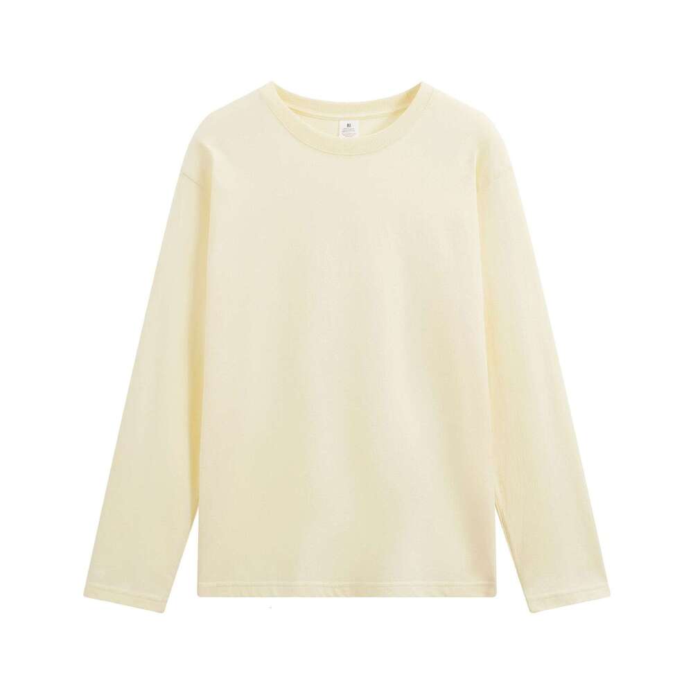 Live streaming mens womens t-shirts spring combed pure cotton solid color top autumn and winter interior matching student long sleeved base shirt