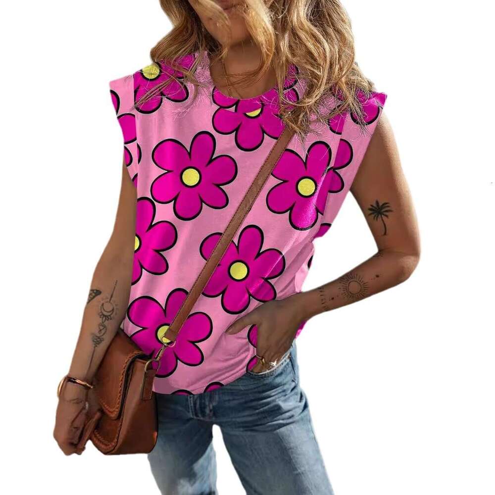 Spring summer new round neck short sleeved pullover for women, fashionable and versatile printed T-shirt