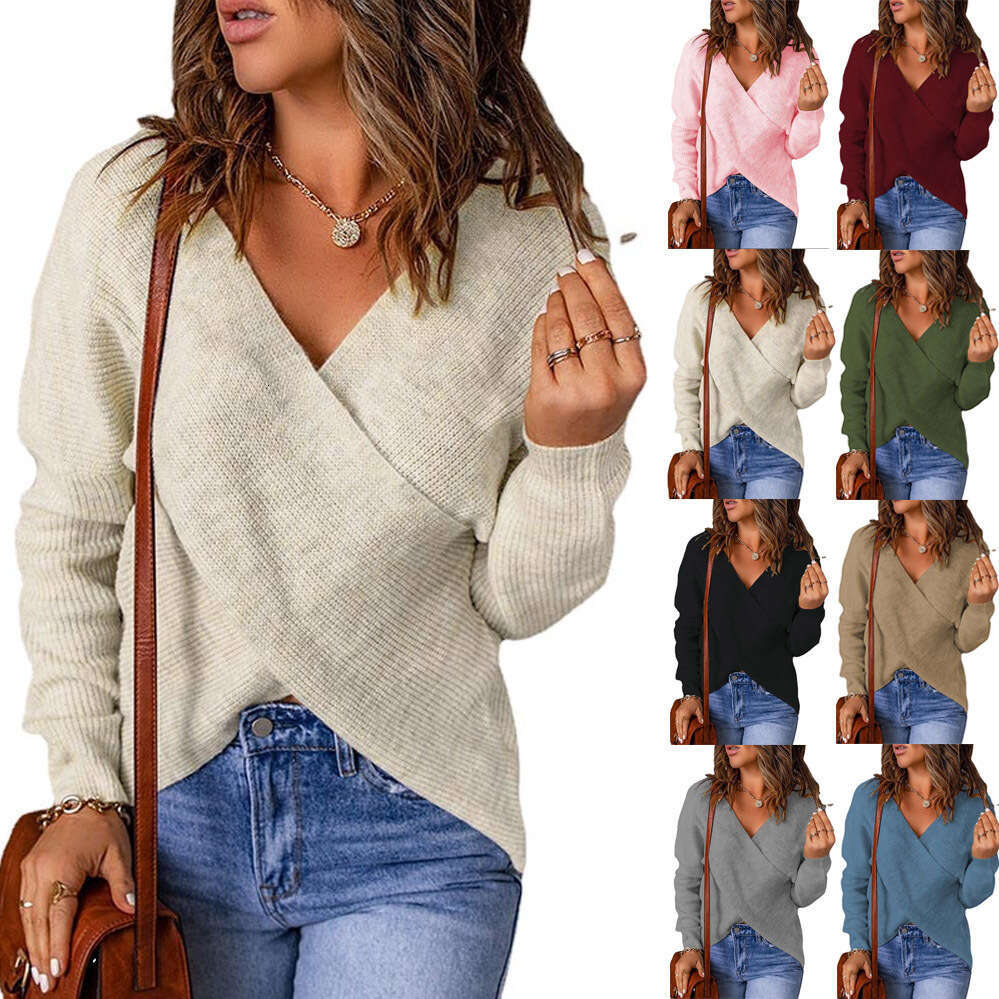 2024 autumn and winter fashion new women's cross knit sweater