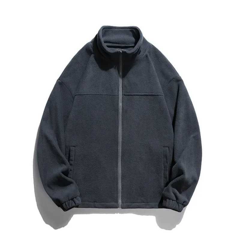 2023 Autumn/Winter Mens New Grain Fleece Jacket Mens Casual Standing Collar Windproof Sweater Jacket Y240906