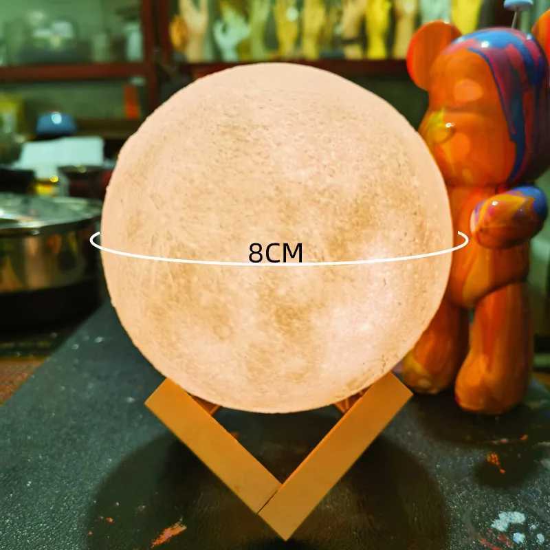 8cm Moon Night Light Creative Bedside Atmospheric Lighting Childrens Bedroom Sleep Light Valentines Day Gift for Girlfriend W240816
