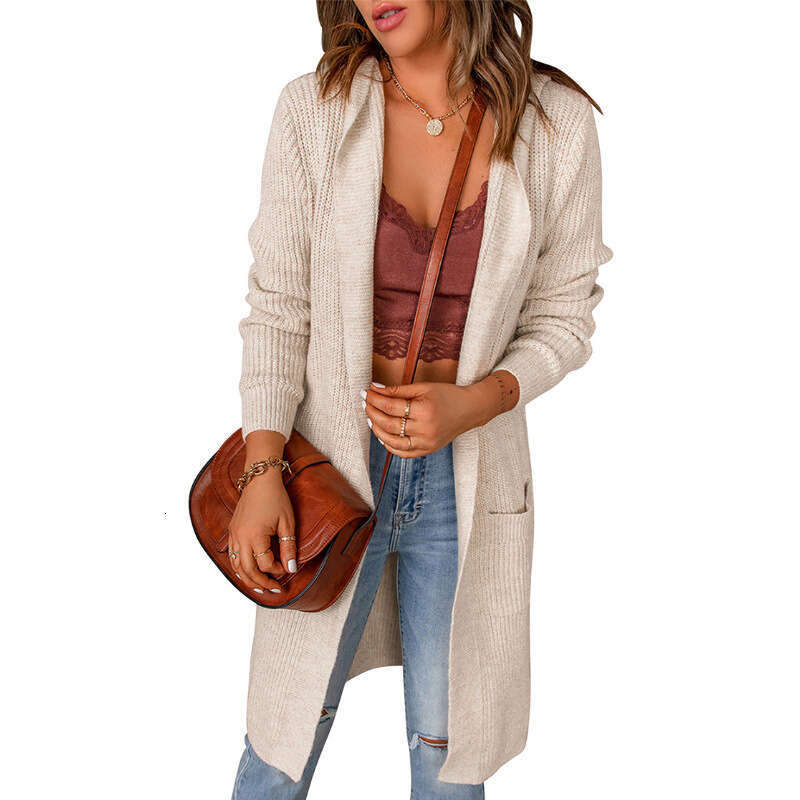 2024 Fashion Autumn/Winter New Solid Color Hoodie Women's Medium/Long Long Sleeve Sweater