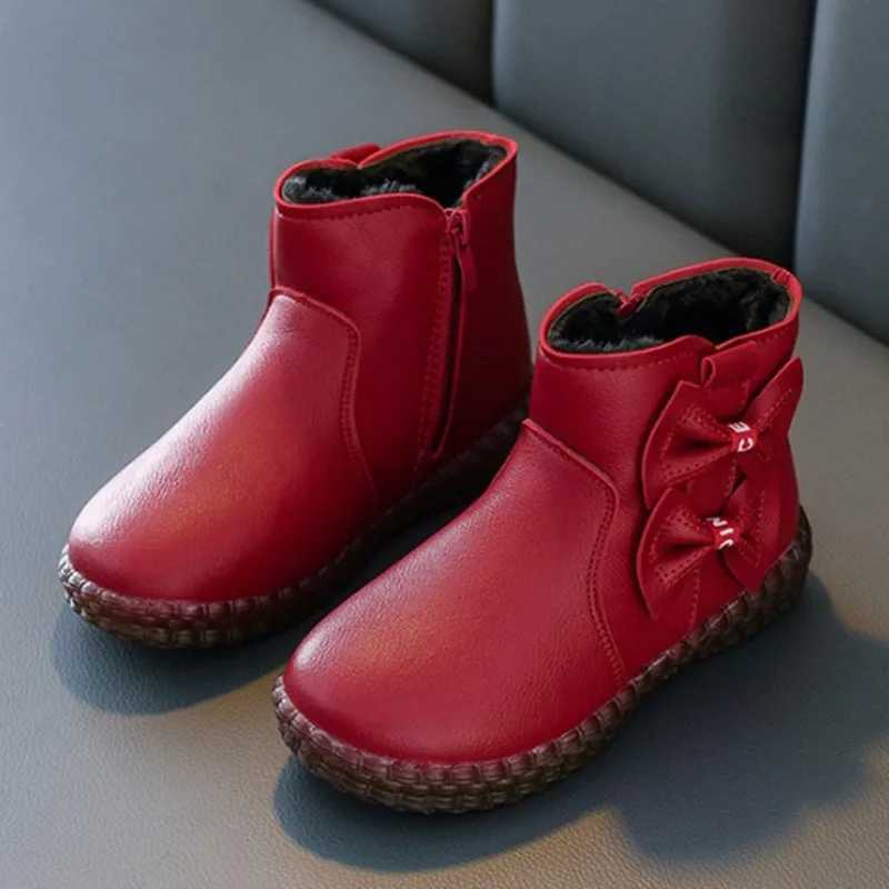 Autumn Winter Warm plush Girls Boots Kids snow boots Children Winter Boots Princess shoes red pink 2 3 4 5 6 7 8 9 10T M240906