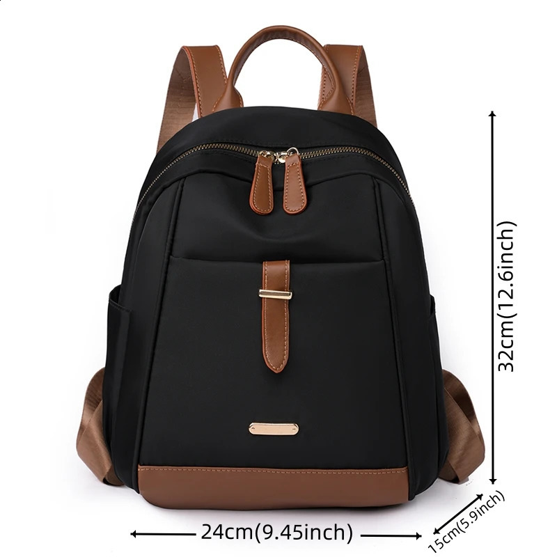 Womens waterproof nylon fashionable highcapacity backpack womens Versatile Travel Rucksacks casual simple student 240906