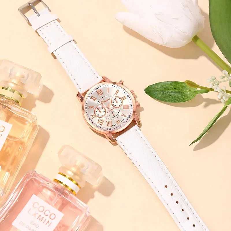Reloj Mujer 2023 Womens Watch Womens White Leather Quartz Watch Womens Business Leisure Watch W240902
