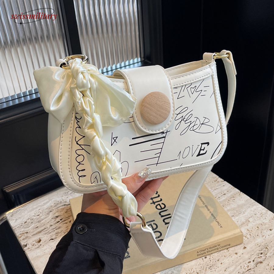 Swissmilitary Cute graffiti niche armpit women's 2024 popular new style fashionable single shoulder small square high-end crossbody bag #34