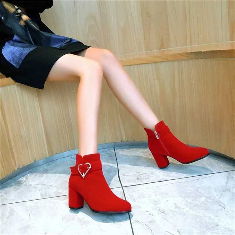 Womens thick heel ankle boots solid color side zipper high heels fashionable short boots CL240906