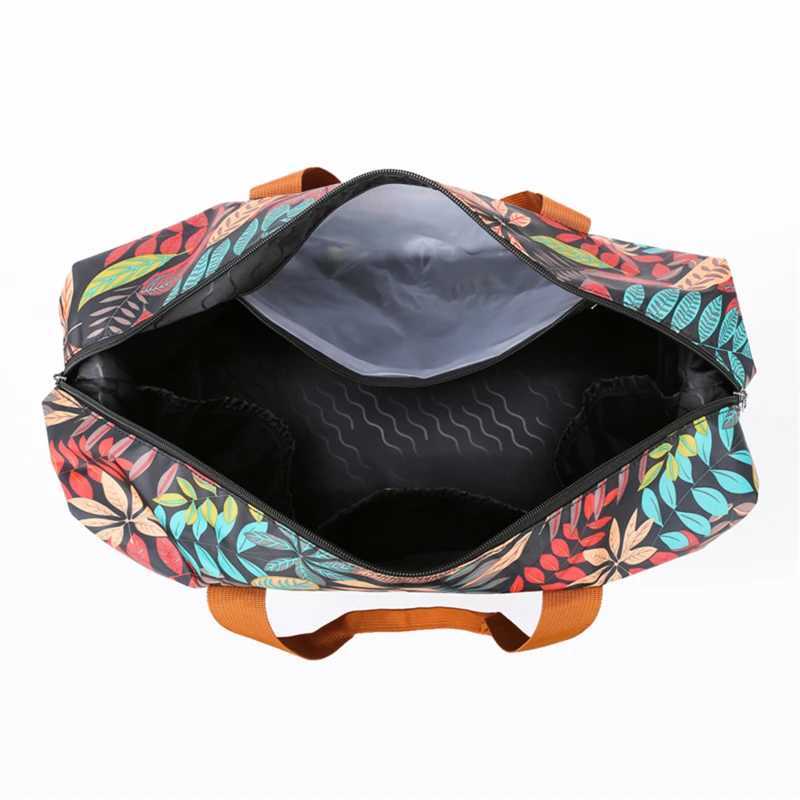 Womens printed fitness travel bag with dry wet separation expandable waterproof sports swimming yoga large capacity handbag W240906