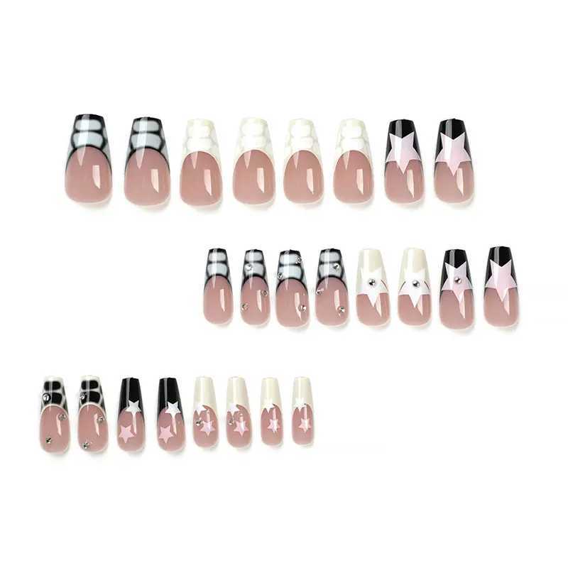 24 pieces of medium to long ballet handicrafts wearable handicrafts special handicrafts nail stickers fake nails W240905