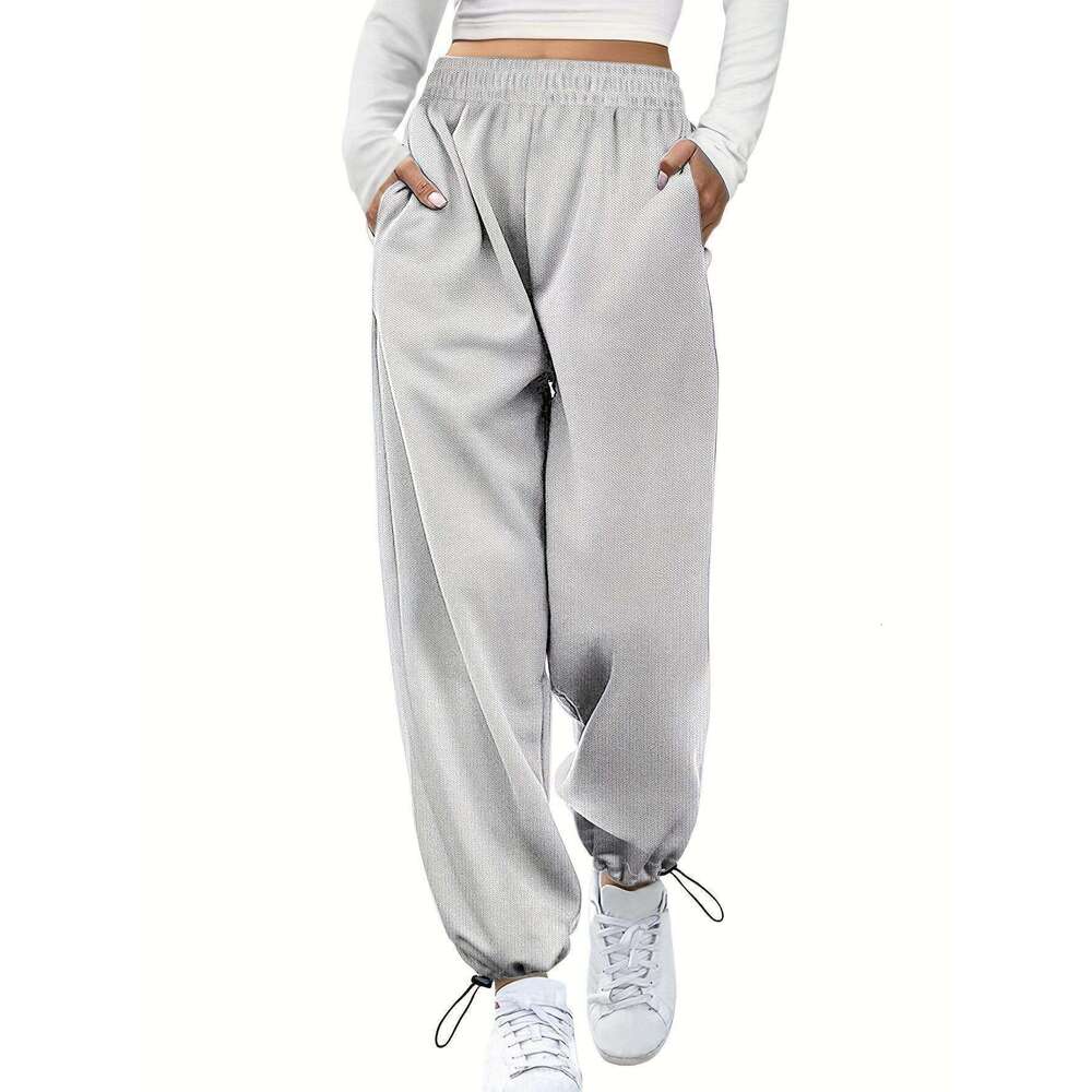 New women's sports and leisure drawstring wide pants with leg ties