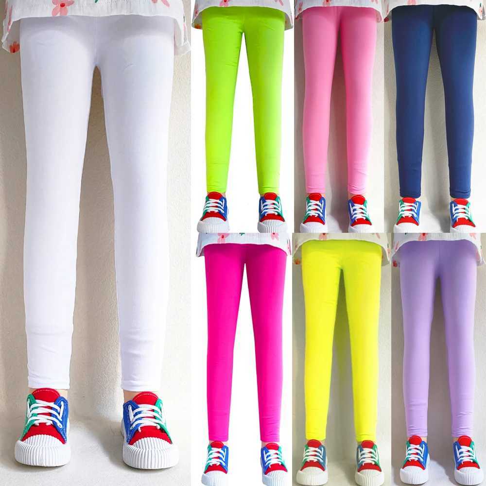 Girls Clothes Spring Leggings 2024 New Kids Pants Girls Milk Silk Slim Tight Pants Summer Candy Color Korean Childrens Pants Y240906