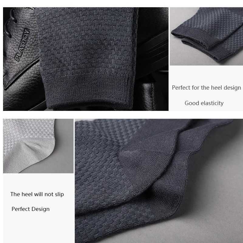 High quality 10 pairs/batch mens bamboo fiber socks mens breathable compressed long socks business casual mens large-sized 38-45 W240905