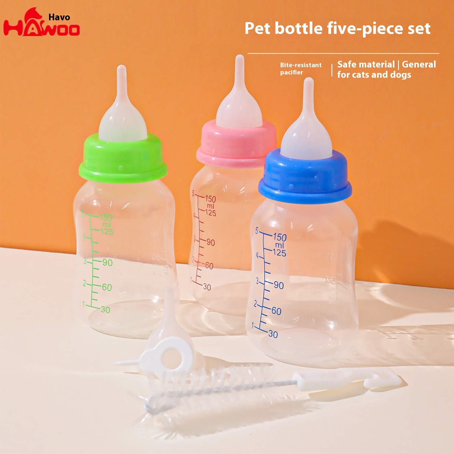 Large gourd pet 150ml replaceable pacifier brush set puppy milk bottle