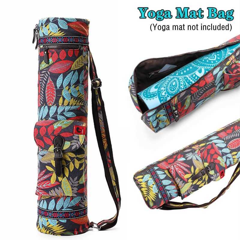 5 colors printed yoga bag portable exercise mat bag Pilates mat backpack fitness dance mat cover W240906