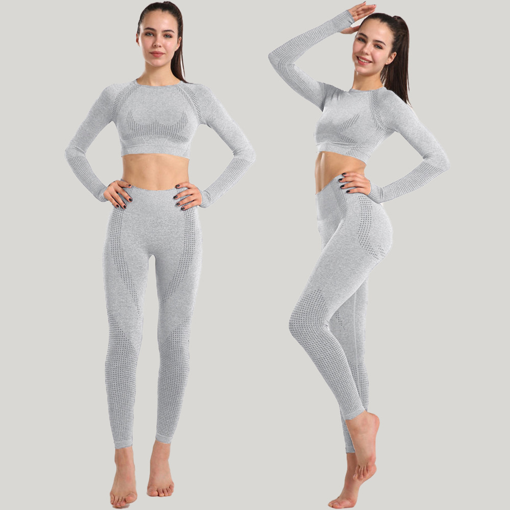 YDML New seamless suit for women with a dotted top, tight pants, hip lifting, high waist yoga exercise set