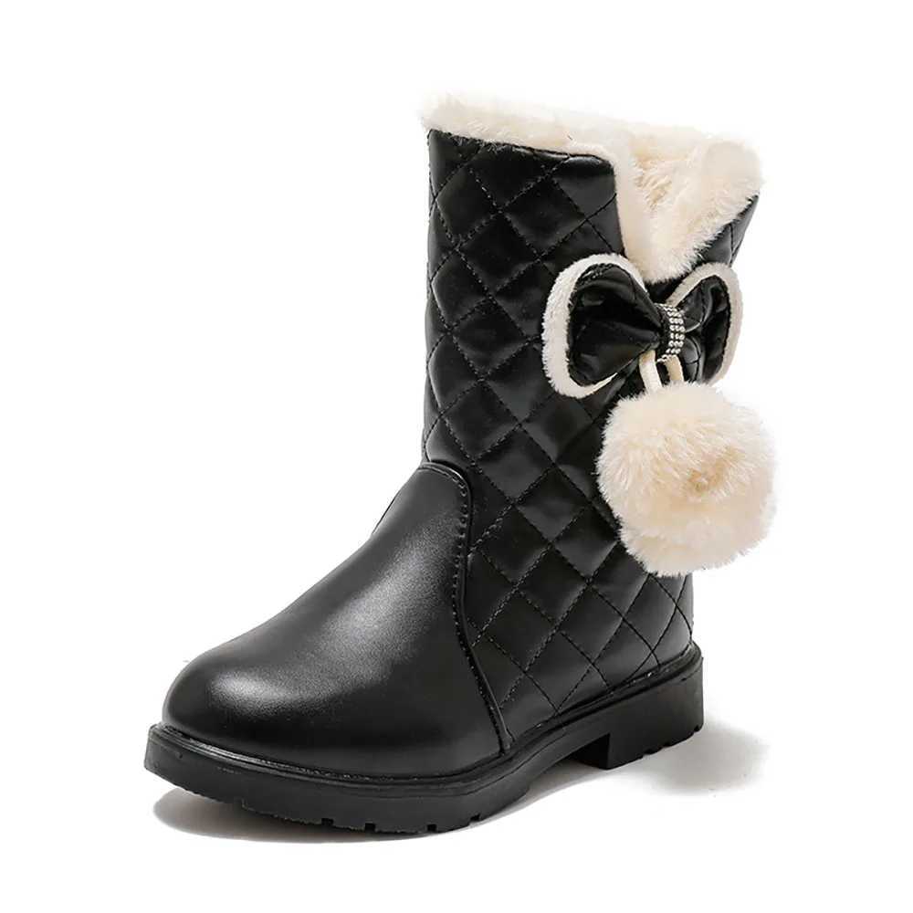 Winter High Boots For Girls Thick Warm Faux Fur Snow Boots Waterproof Platform Teenager Girls Plush Boots Calf Length Footwear M240906