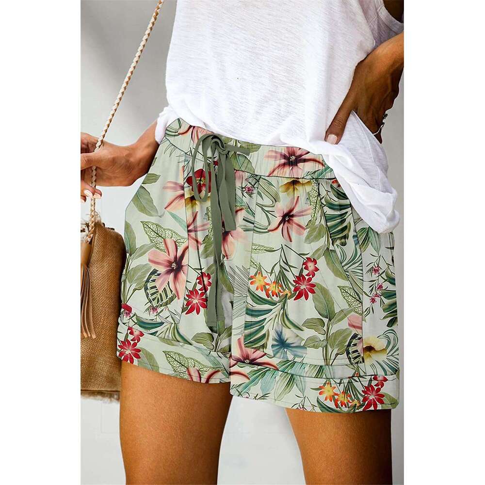 2024 Summer Printed New Style High Waist Straight Short Casual Pants Women's