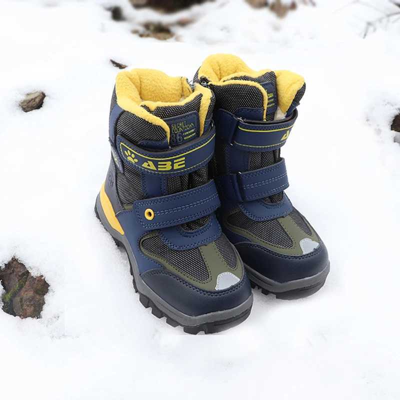 Cute eagle Boys Winter Boots New Waterproof Warm Wool Mid-Calf Children Snow Boots Kids Winter Plush Rubber Boots EU 27-32 M240906