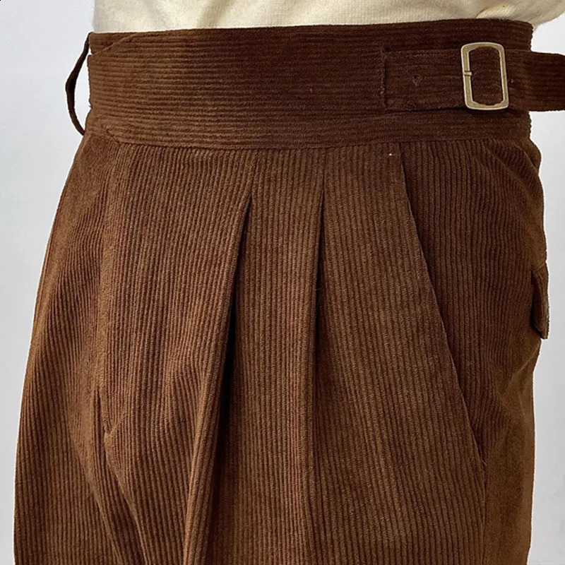 Office mens dress pants autumn Corduroy set casual British high waisted Pantalones Hombre 240905
