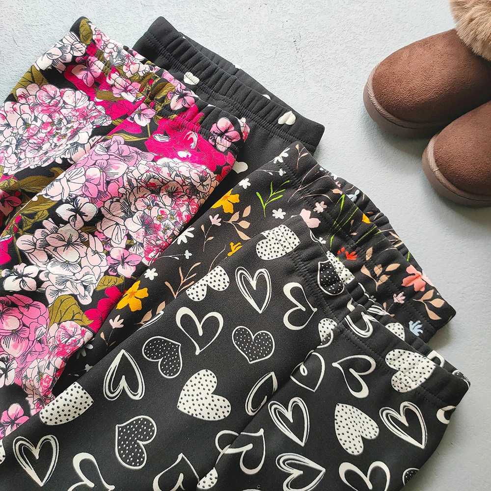 Spring Autumn Girls Pants Winte Baby Girls Thin Fleece Leggings Sweet Retro Camouflage Floral Slim Trousers Children Clothing Y240906