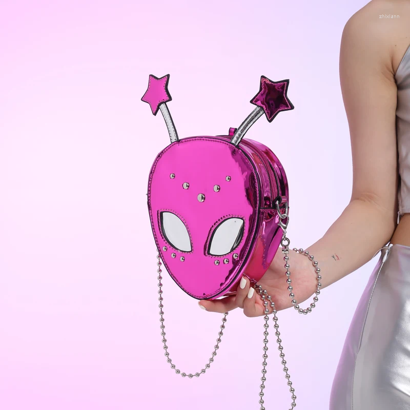 2025 NEW Shoulder Bags Alien Pattern Bag For Women PU Leather Halloween Purse Girls Chain Crossbody Messenger Female Chic zhanyishengli