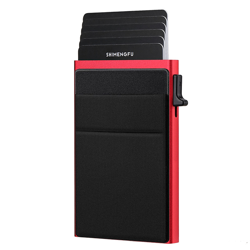 Men's Aluminum Alloy RFID Side Push Card Box - Secure Metal Bank Card Holder