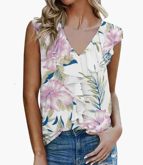 Temu Summer New Women's Printed Mushroom Edge T-shirt Tank Top