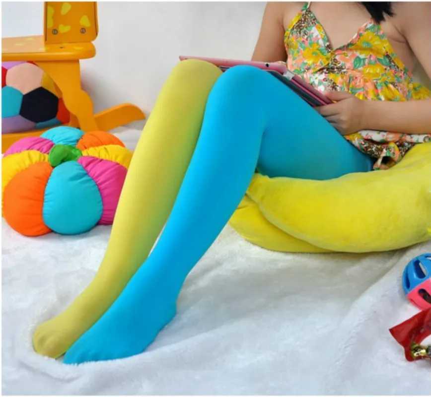 1 Piece 2 color Patchwork Tights Kids Stretch Stocking Soft Baby Girl Cute Solid Candy Colorful Y240906