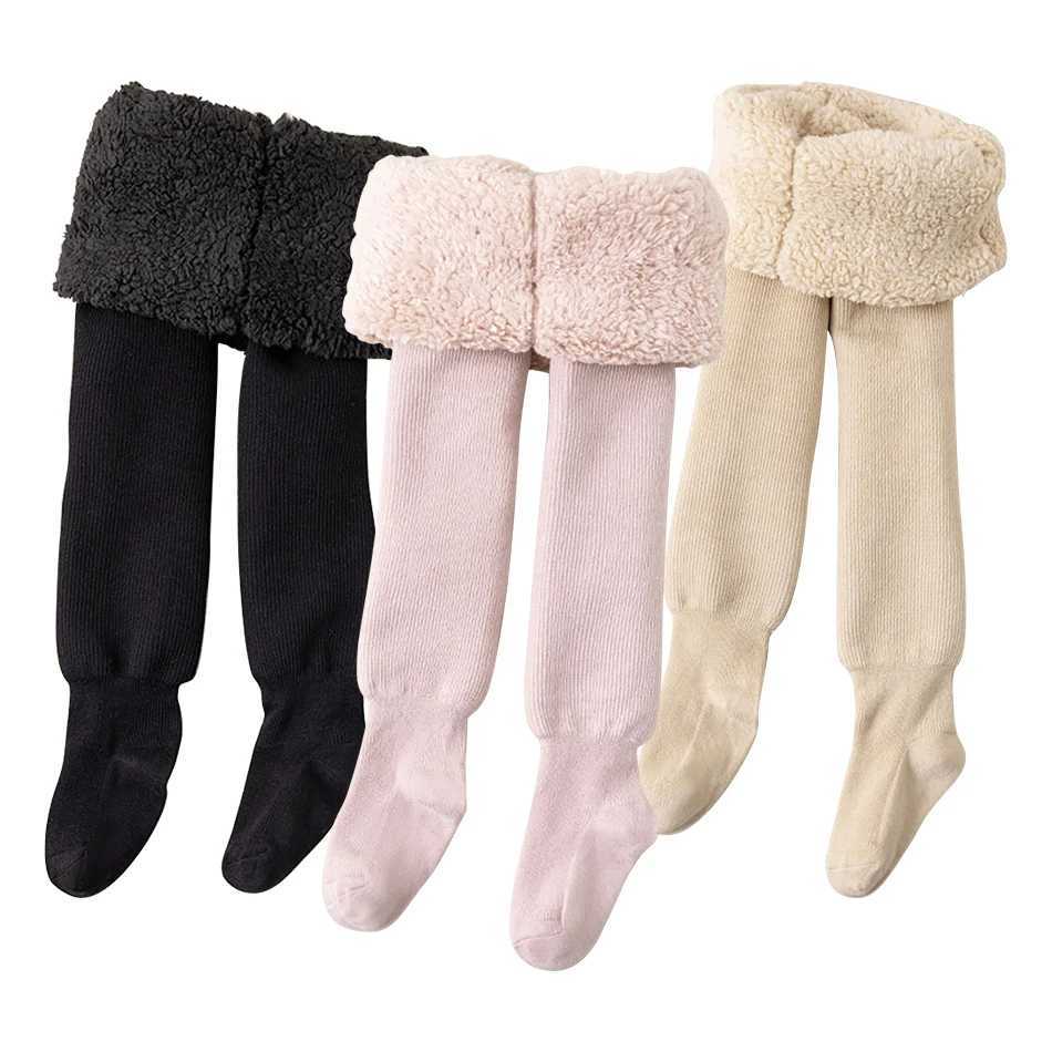 Children Thick Leggings Autumn and Winter Solid Color Girls Jumpsuit Pantyhose Baby Cloud Fleece Warm Pantyhose Kids Leggings Y240906