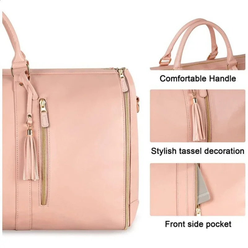 Lucshy Travel Bag PU Leather Garment Large Capacity New Foldable Storage Fashion Outdoor Sports Waterproof Handbag 240906