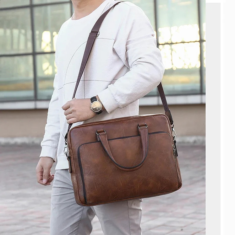 Business Handbag y Bag Notebook Mens Executive briefcase handbag Leather Womens 240906