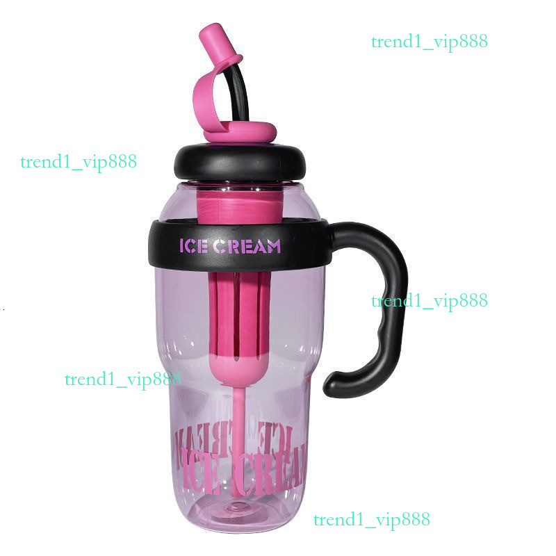 Fashion High Beauty Girl Big cup Ton Bucket Milk Tea cup with handle Cute Straw cups Large Capacity Plastic Water Bottle cups with lid and straw 773