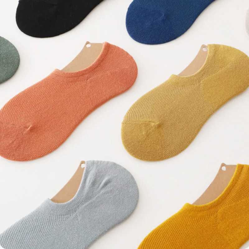 5 pairs/batch of summer mens breathable mesh boat socks solid color thin invisible sweat absorption sports pure cotton Meias EUR38-43 W240905
